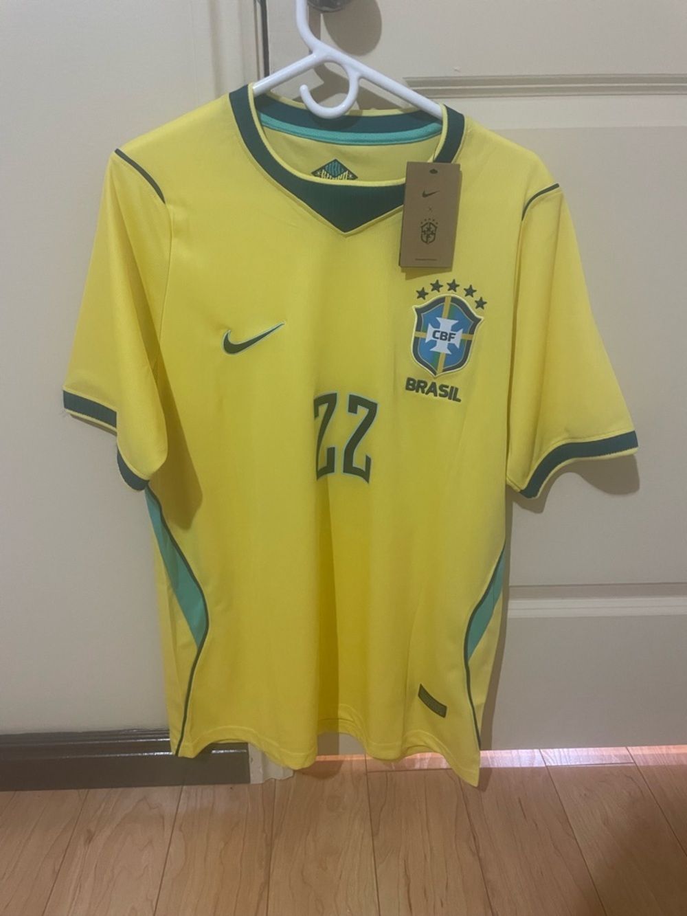 Nike Brazil CBF Home Soccer Jersey - Yellow/Green #22 Martinelli